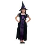 Fantasia Bruxa Roxa Vestido Longo Infantil com Chapéu - Halloween M