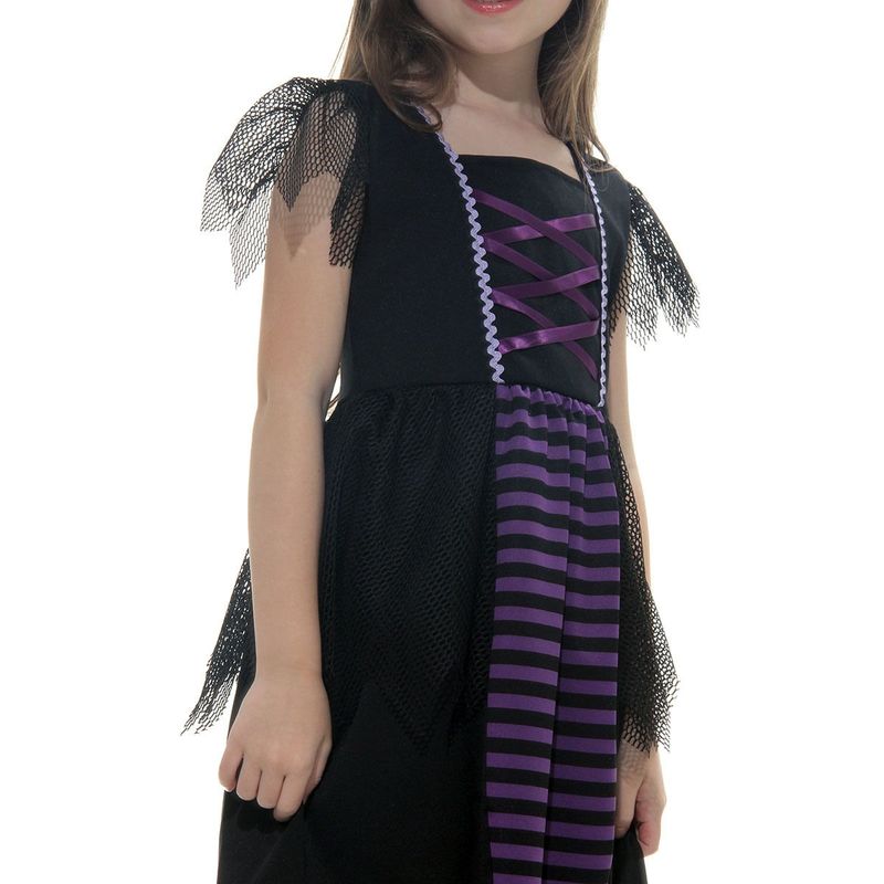 Fantasia Infantil Vampira Luxo Vestido Longo Festa Halloween
