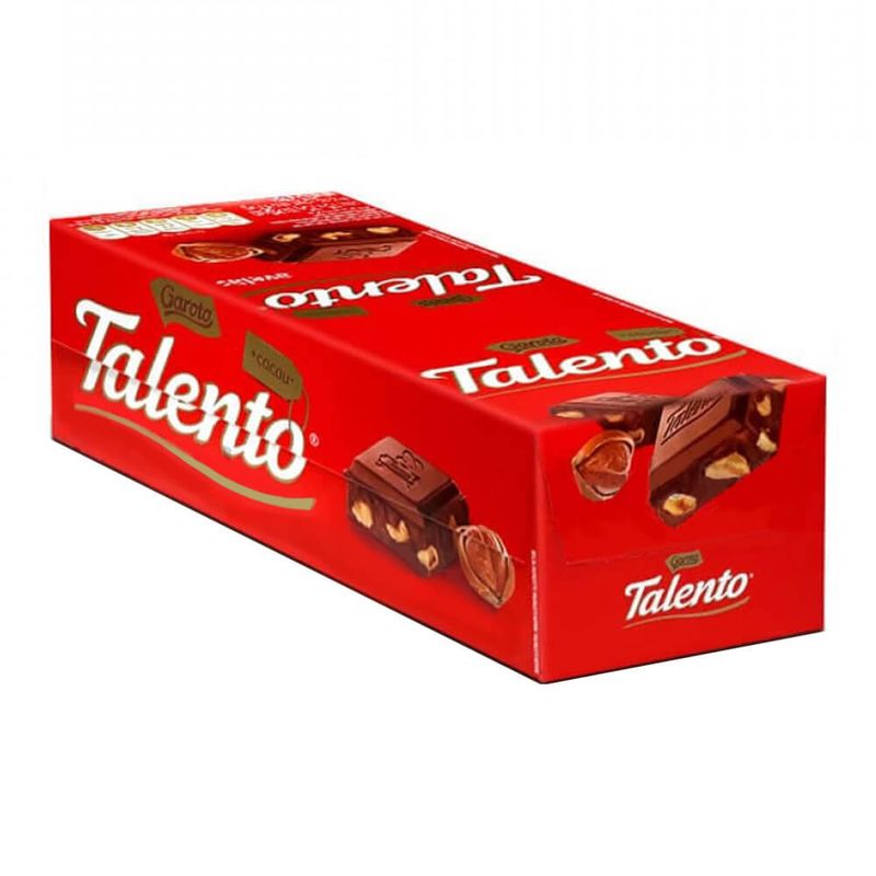 Mini Tablete de Chocolate Talento Vermelho Avelãs 25g c/15 - Garoto