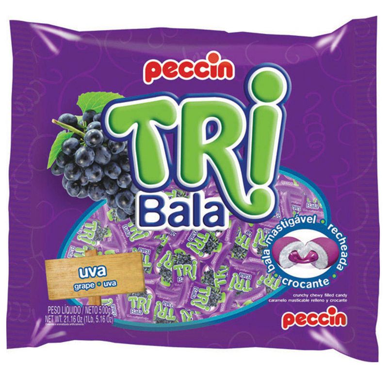 Bala Tribala Recheada Uva 500g - Peccin
