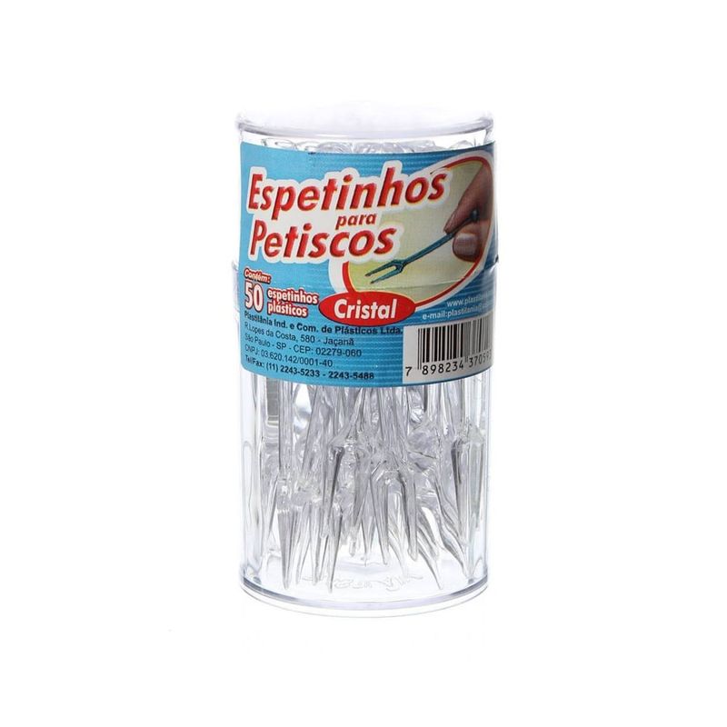 Espeto Petisco acrilico c/50 cristal - Plastilânia