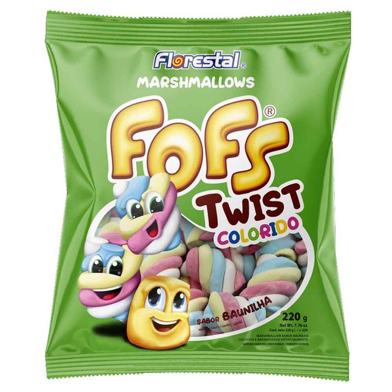 Marshmallow Fofs Twist Colorido 220g - Florestal