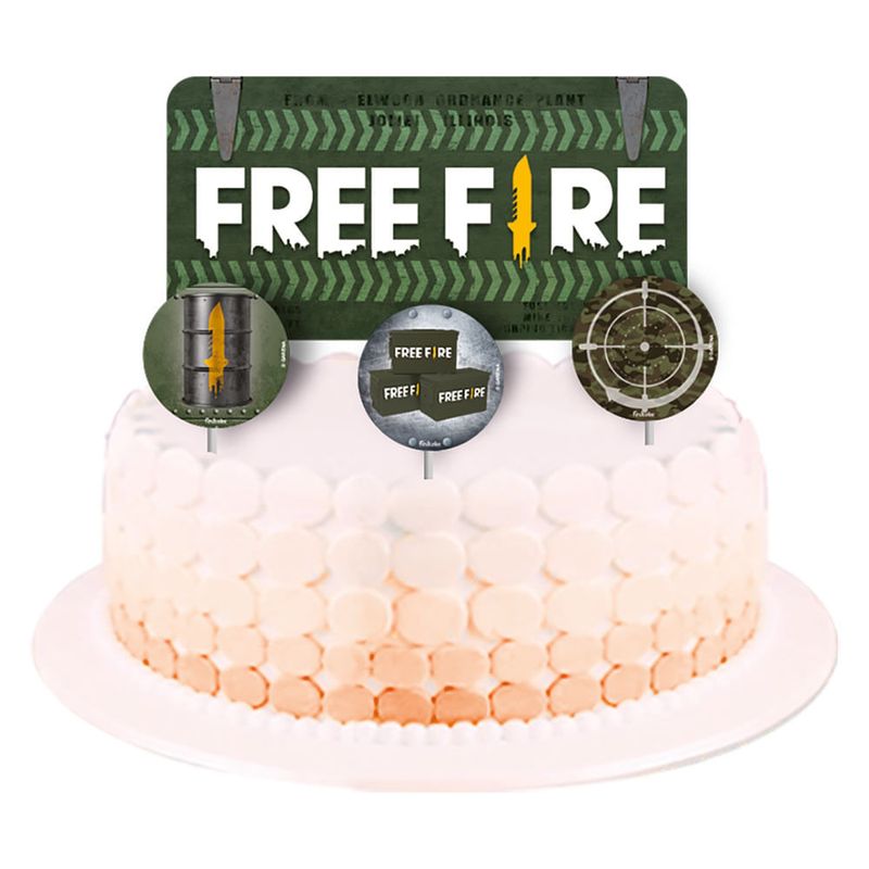 Free Fire Topper de Bolo c/4 - Festcolor