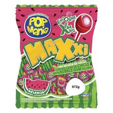 Pirulito Pop Mania Maxxi Melancia Recheio Chiclete c/24 - Riclan