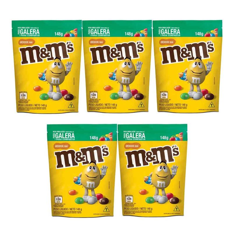 Kit com 5 Confeito Amendoim Chocolate M&Ms 148g - Mars