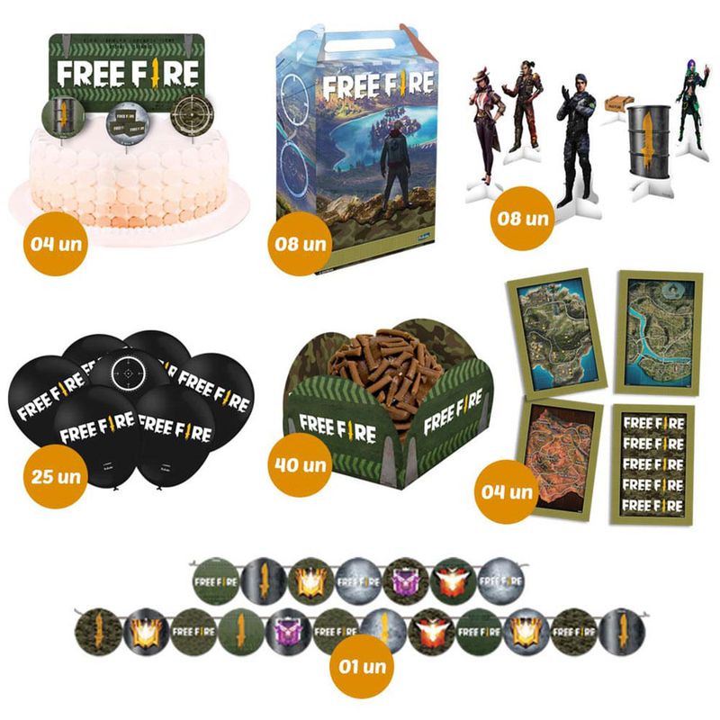 Free Fire Kit Festa Só um Bolinho 90 Peças - Festcolor