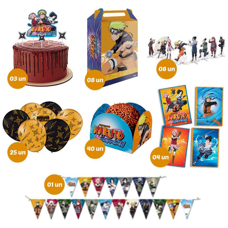 Naruto Kit Festa Só um Bolinho 89 Peças - Festcolor