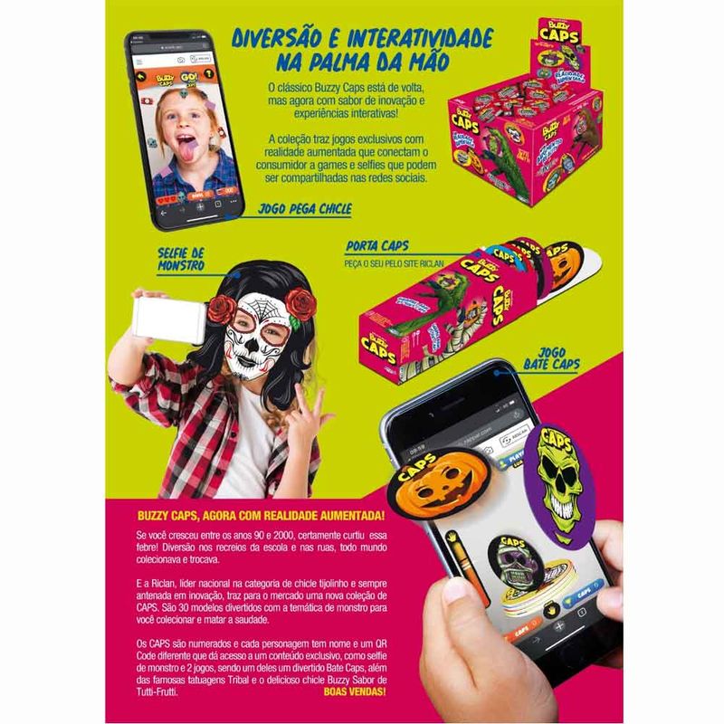 Chiclete Caps Monstro Tutti Frutti c/100 - Buzzy
