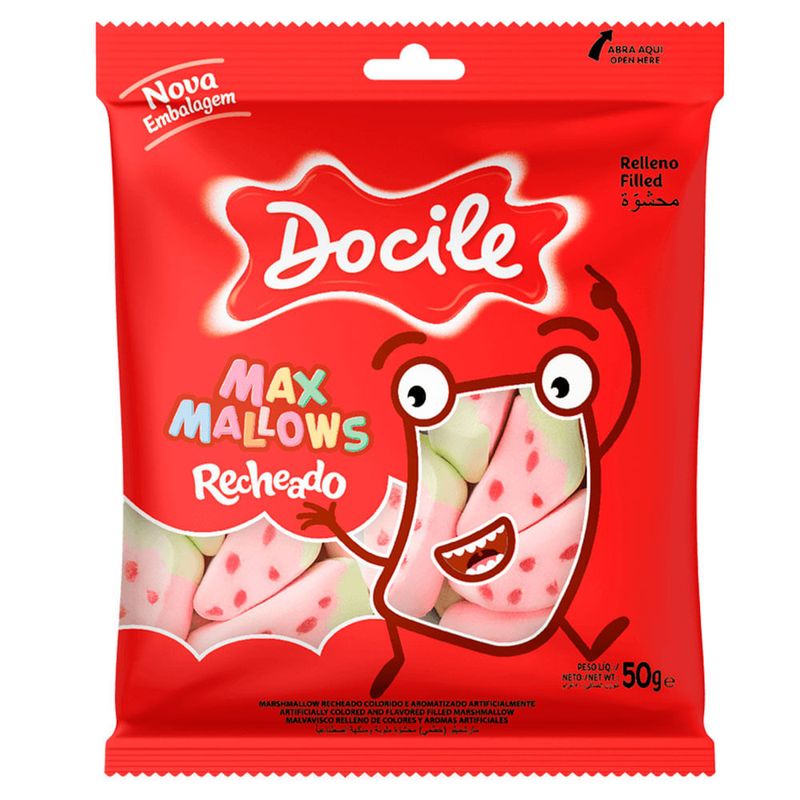 Marshmallow Morango Recheado 220g - Docile