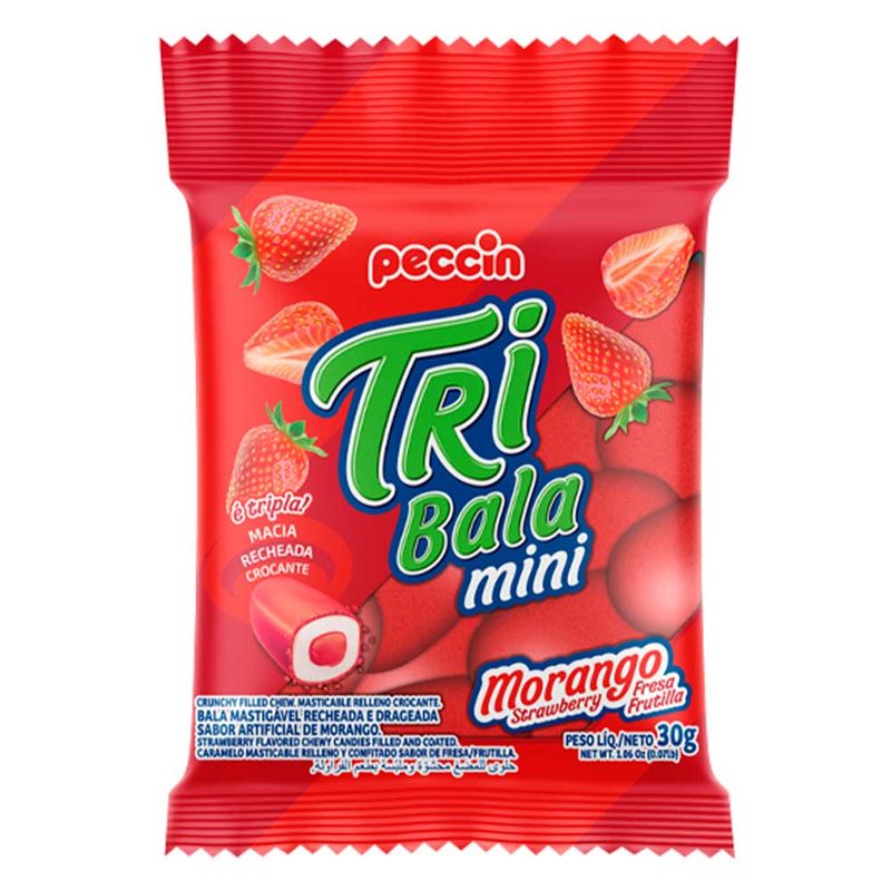 Mini Bala Tribala Recheada Morango c/12 - Peccin