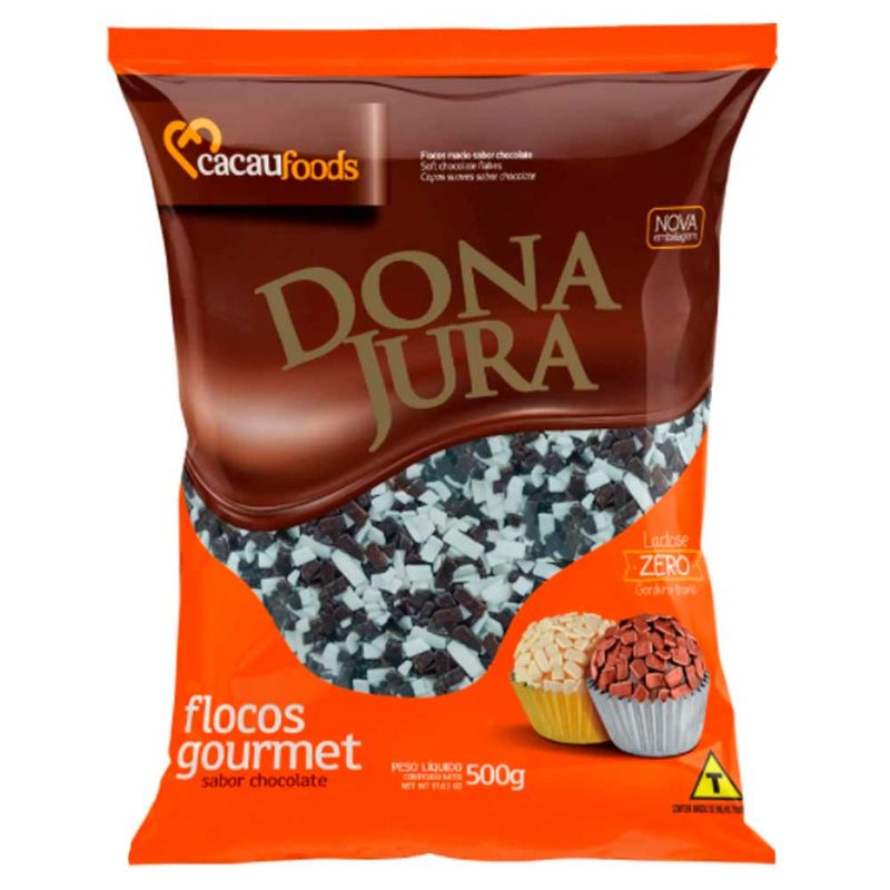 Flocos de Chocolate Macio Mesclado Dona Jura 500g - Cacau Foods