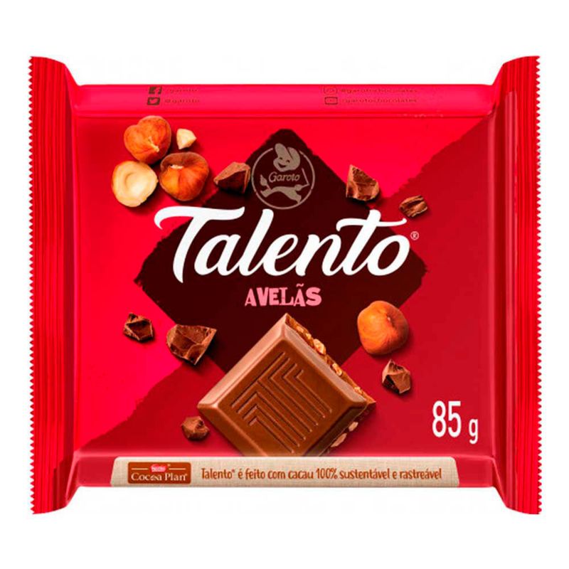 Tablete de Chocolate Talento Vermelho Avelã 85g - Garoto