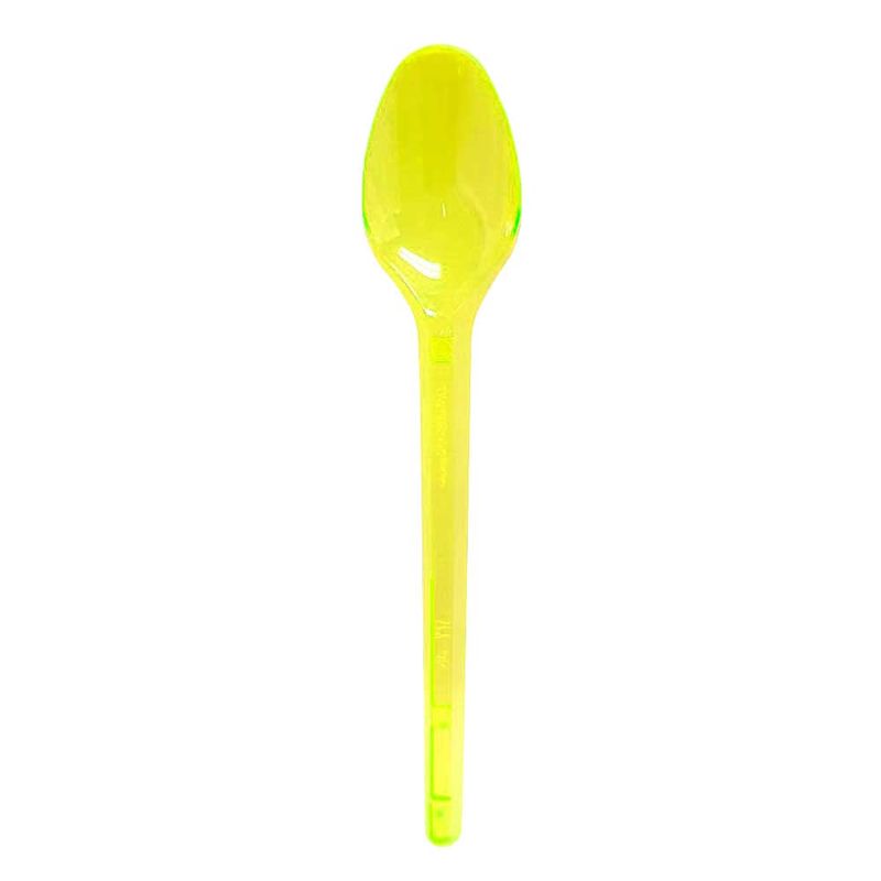 Colher Plástica Sobremesa Neon Amarelo c/50 - Bello