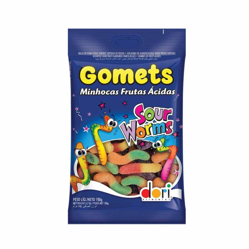 Bala de Goma Gomets Minhocas Ácidas 150g - Dori