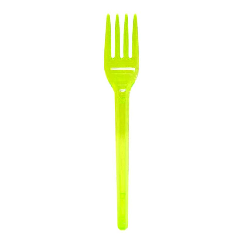 Garfo Plástico Sobremesa Neon Amarelo c/50 - Bello