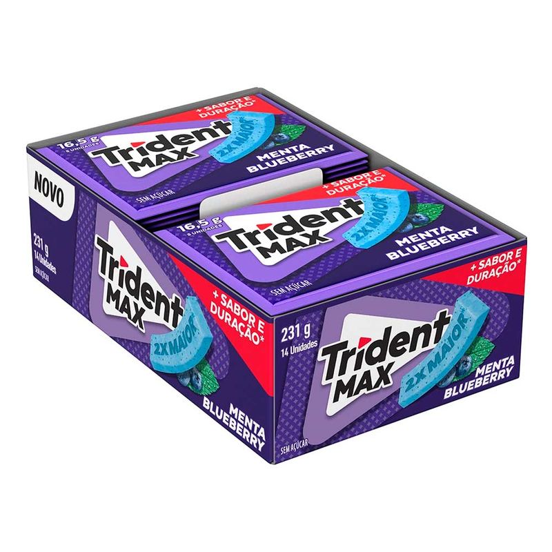 Chiclete Trident Max Menta Blueberry c/14 - Adams