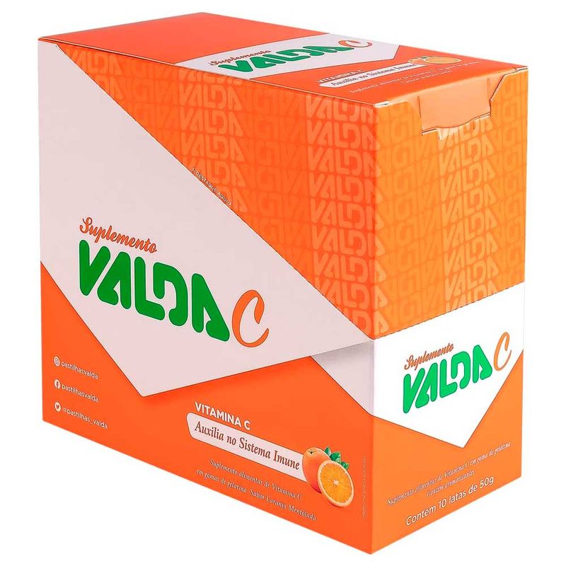 Pastilha Vita C Laranja Mentolada 50g c/10 - Valda