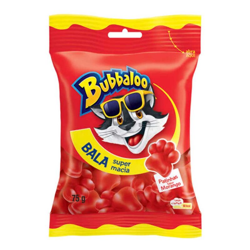 Bala Bubbaloo Patinhas Morango 75g - Mondelez