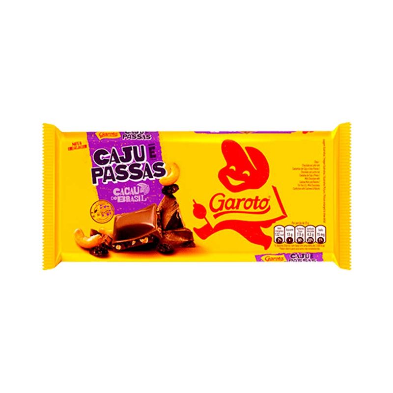 Chocolate com Caju e Passas 80g - Garoto