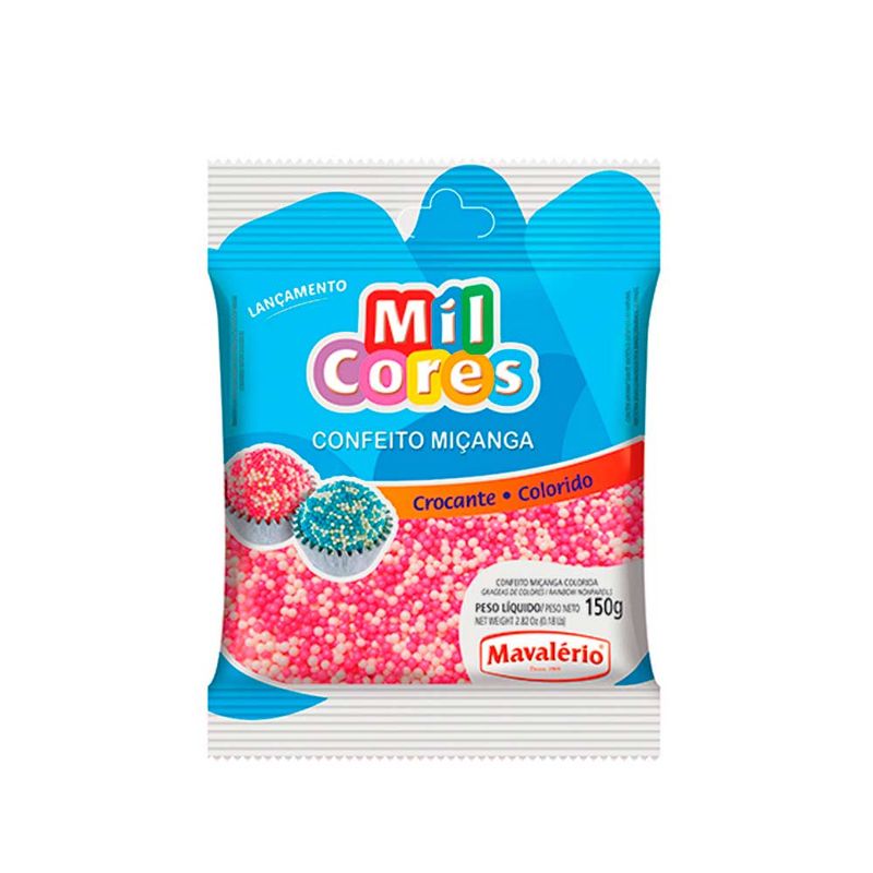 Confeito Miçanga Rosa e Branco n0 150g - Mavalério