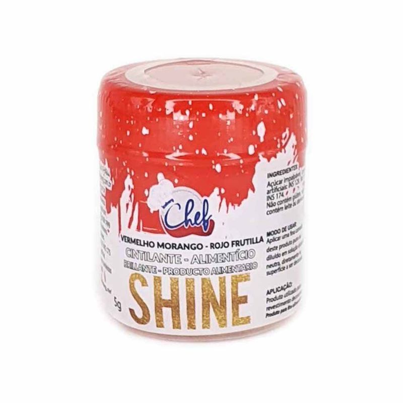 Pó Cintilante Alimentício Shine Vermelho Morango 5g - Iceberg Chef