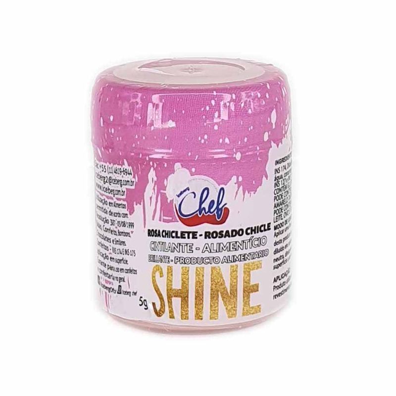 Pó Cintilante Alimentício Shine Rosa Chiclete 5g - Iceberg Chef