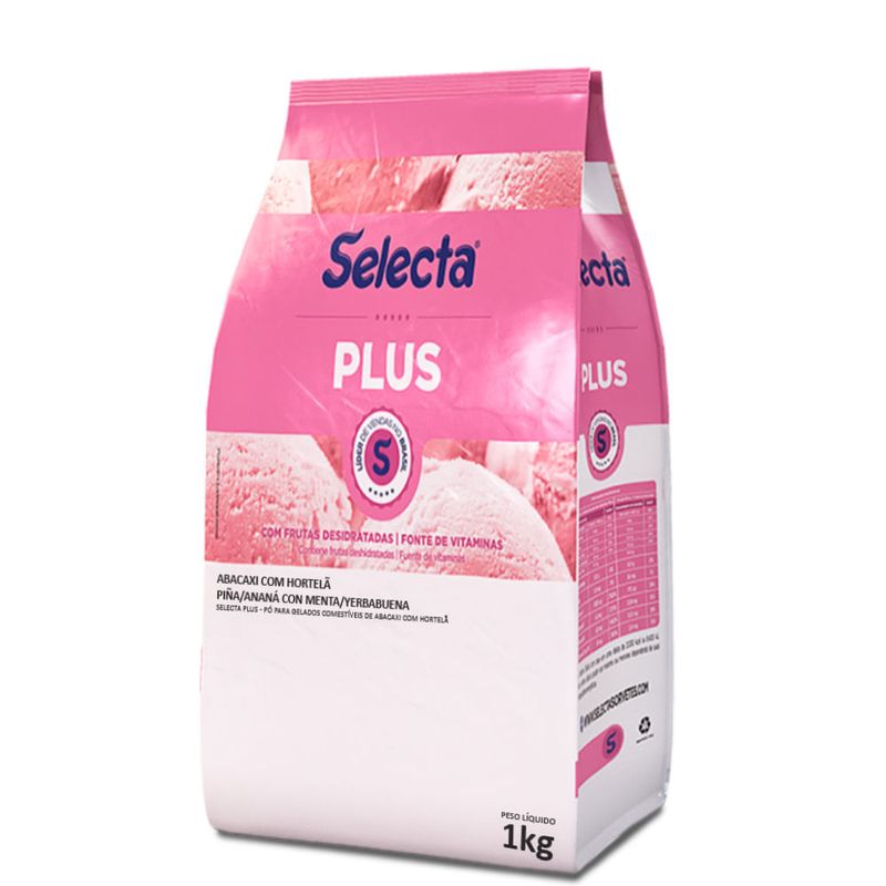 Plus Pó p/ Gelados Sabor Abacaxi c/ Hortelã 1kg- Selecta