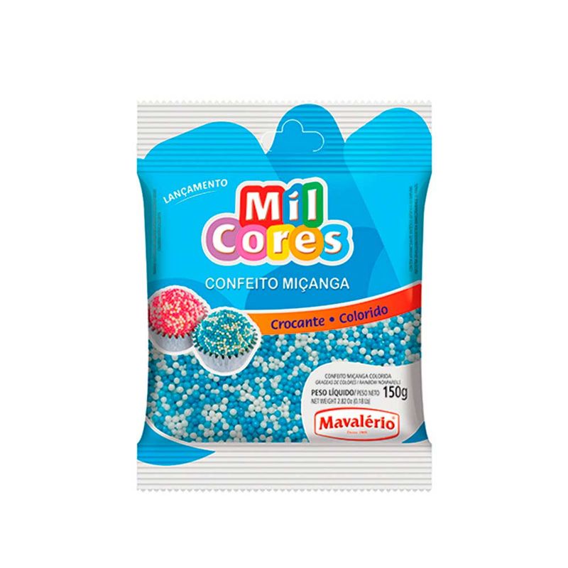Confeito Miçanga Azul e Branco n0 150g - Mavalério