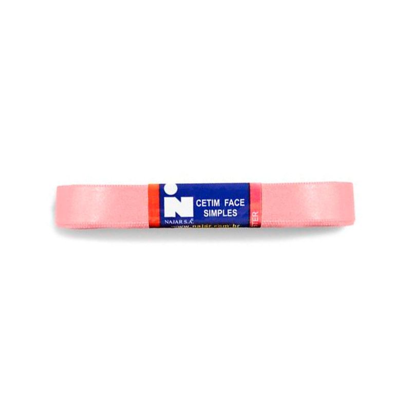 Fita Cetim Simples No3 Cor Rose Bebê c/10m - Najar