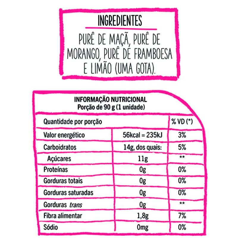 Purê de Frutas Disney Morango, Framboesa e Maçã 90g - Pic Me