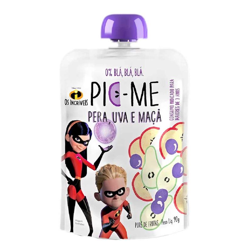 Purê de Frutas Disney Pera, Uva e Maçã 90g - Pic Me