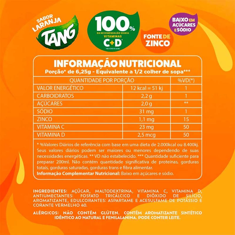Refresco em Pó Sabor Laranja 18g - Tang