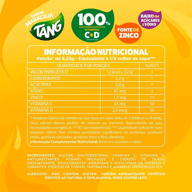 Refresco em Pó Sabor Maracujá 18g - Tang