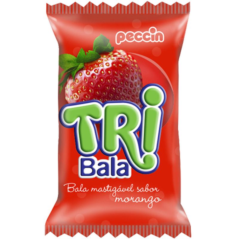 Bala Tribala Recheada Morango 500g - Peccin