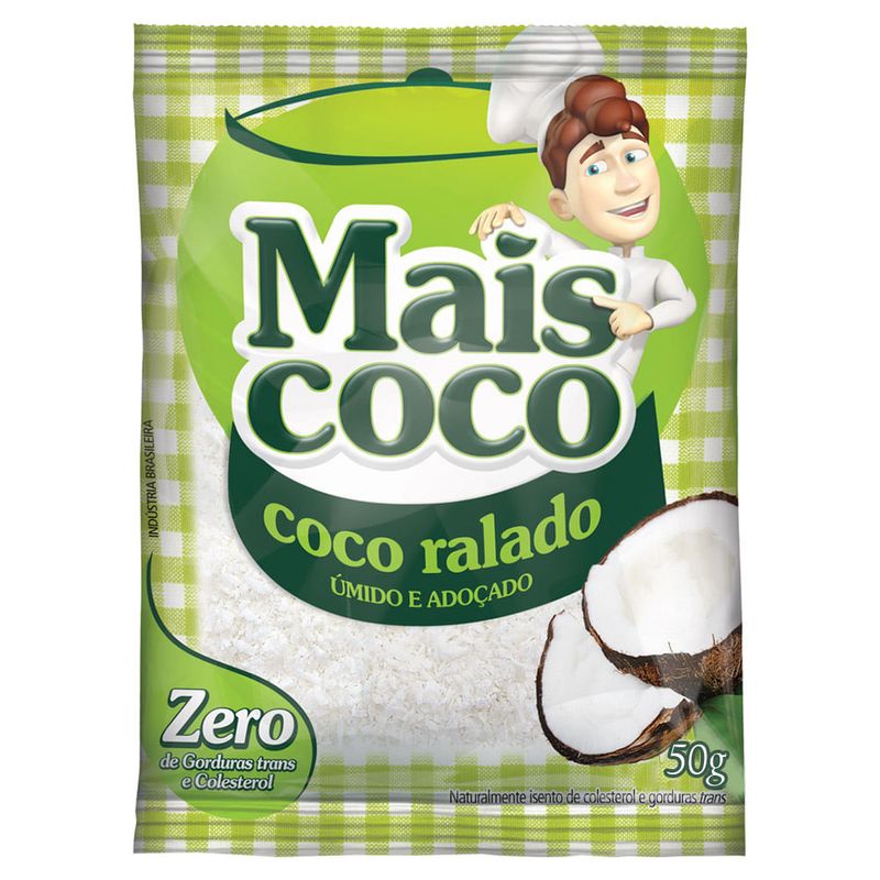 Coco Ralado Úmido e Adoçado Mais Coco 50g - Sococo