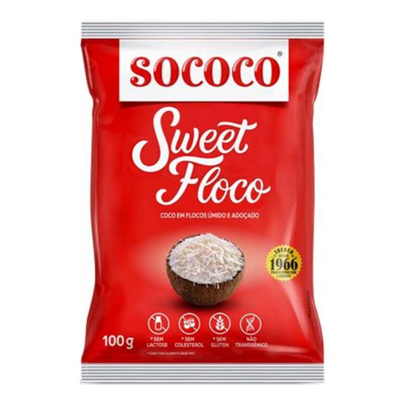 Coco em Flocos Úmido e Adoçado Sweet Floco 100g - Sococo