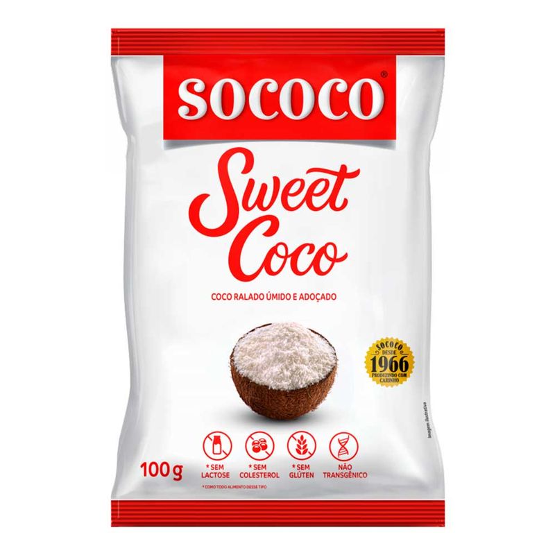 Coco Ralado Adoçado Úmido Sweet Coco 100g - Sococo