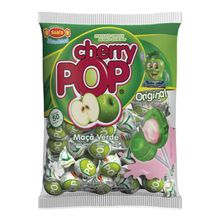 Pirulito Cherry Pop Maçã Verde Recheio Chiclete c/50 - Sams