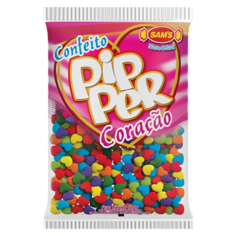 Confeito Pipper Coração Frutas Sortido 500g - Sams