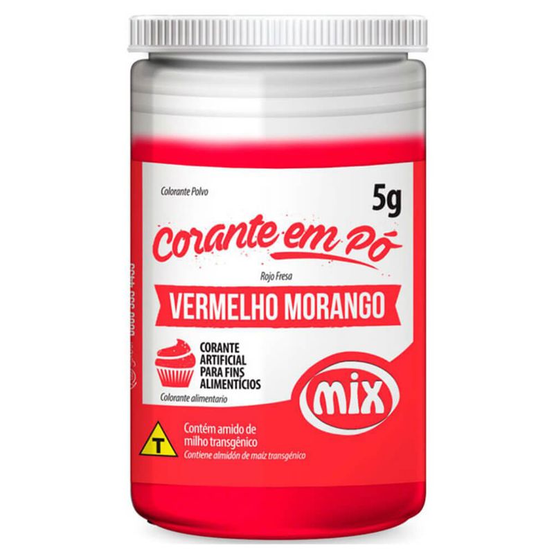 Corante em pó Vermelho Morango 5g - Mix