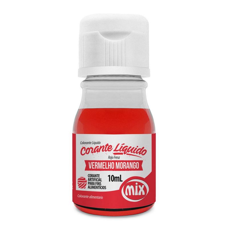 Corante Líquido Vermelho Morango 10ml - Mix