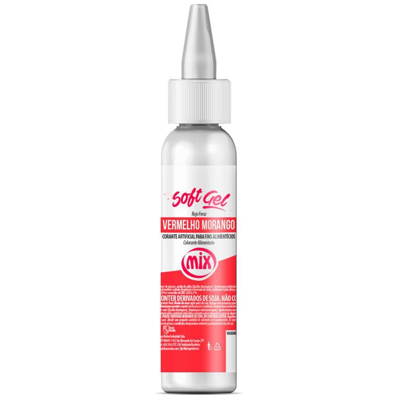 Corante Soft Gel Vermelho Morango 25g - Mix