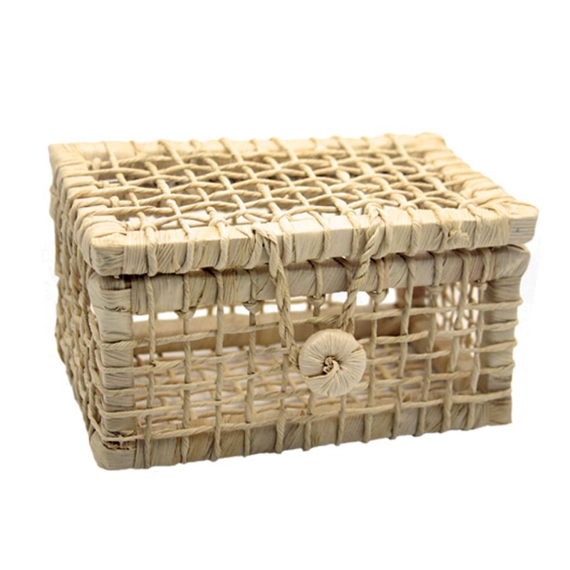 Baú Palha Vazado Retangular Pequeno N.1 13x21x11cm