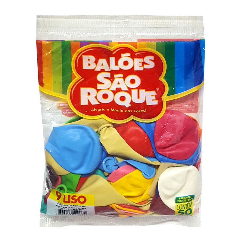 Balão Cores Sortidas Tamanho 9 c/50 - São Roque