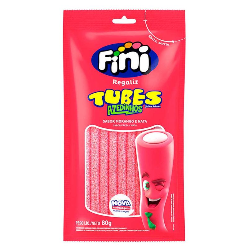 Bala de Gelatina Tubes Morango Cítrico 80g - Fini