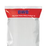 Palito Pirulito Plástico Branco G c/50 - BWB