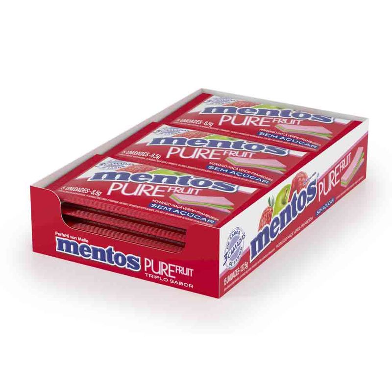 Chiclete Mentos Pure 3Fruit Frutas c/15 - Perfetti