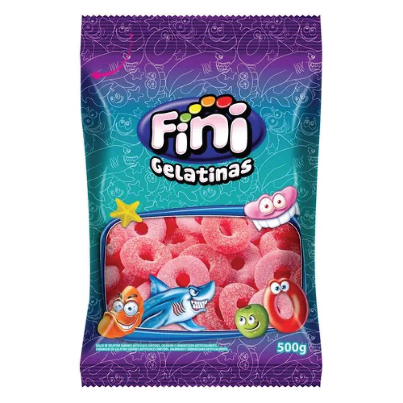 Bala de Gelatina Aros de Morango 500g - Fini