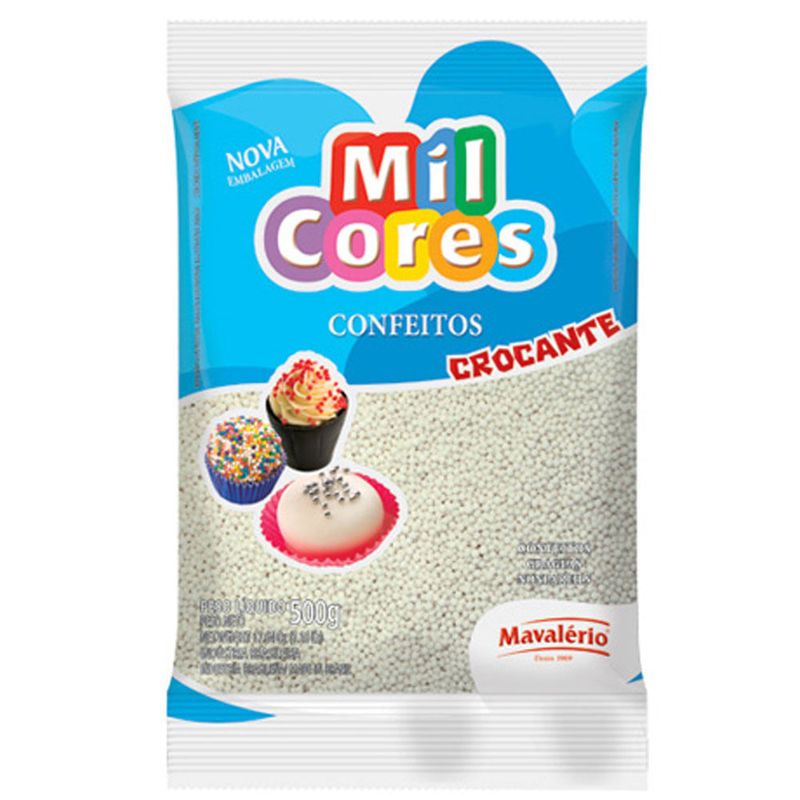 Confeito Miçanga Branca Mil Cores 500g - Mavalério