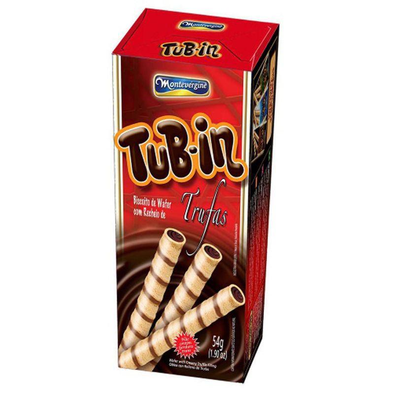 Tubinho de Wafer Tub In Recheio Trufas 48g c/24 - Montevérgine